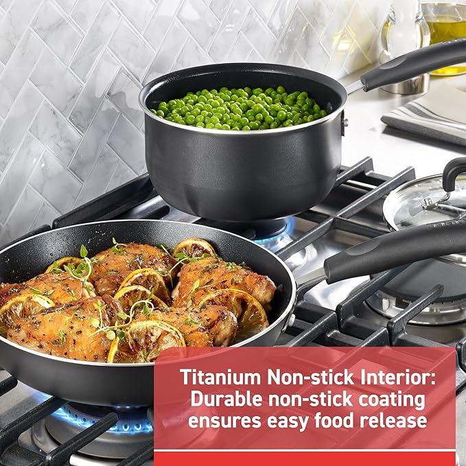 T-Fal Signature Nonstick Pots and Pans Set 12 Piece, Oven Broiler Safe 350F - Image 3