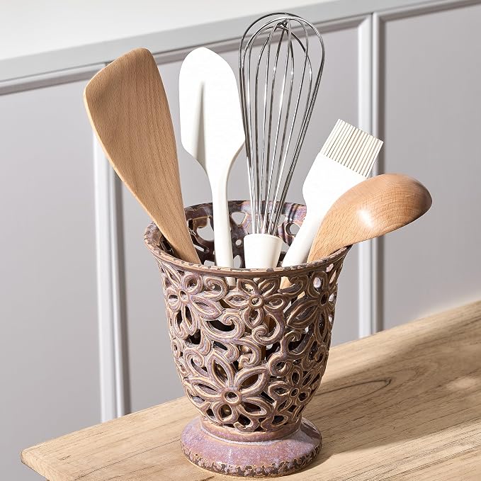 Utensil Holder for Kitchen Counter, Modern Farmhouse Cooking Utensil Holder and by Jemirry