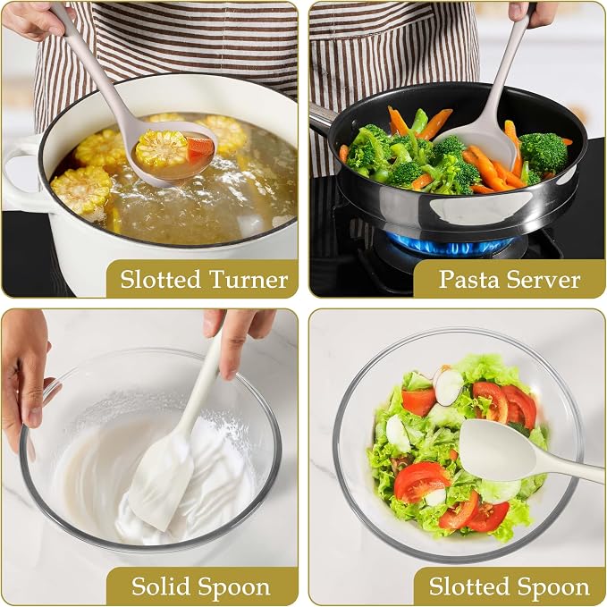 LIANYU 8Pcs Kitchen Utensils Set, Silicone Cooking Utensils Spatula Set - Image 7