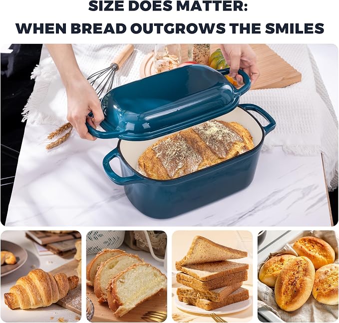 4.6 Quart Dutch Oven for Sourdough Bread Baking, Combo Oval Enameled Cast Iron - Image 7