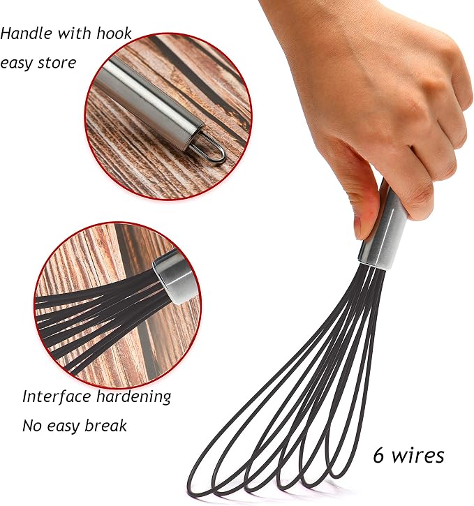Flat Whisks Stainless Steel, 3 Pack 10''+11''+12'' Set Premium Sturdy-6 - Image 2