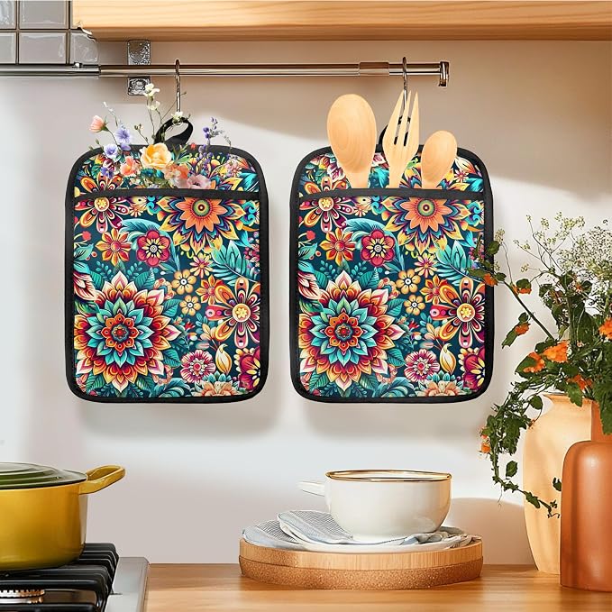 Vibrant Mandala Floral Pot Holders - Image 2