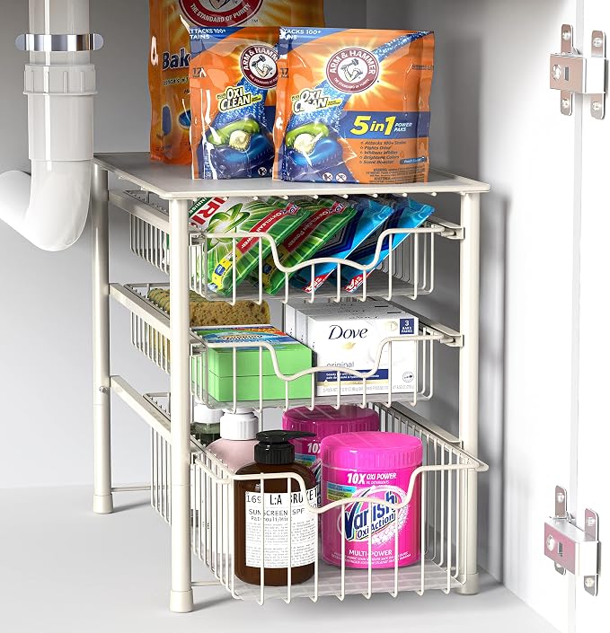 Simple Houseware Stackable 3 Tier Sliding Basket Organizer Drawer - Image 4