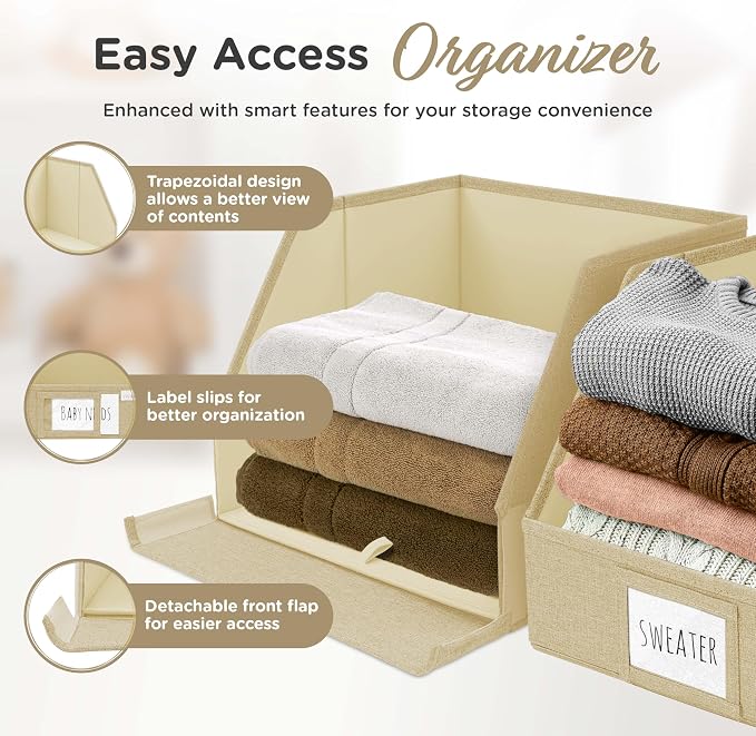 VIVIDECOR Open Front Closet Storage Bins 12x12x10 – Trapezoid Shelf Organizer - Image 3