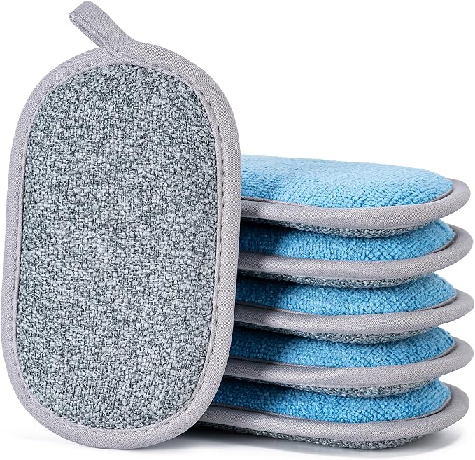 Dual-Sided Multi-Purpose Scrub Sponges, Non-Scratch Dishwashing Sponges by CADONO