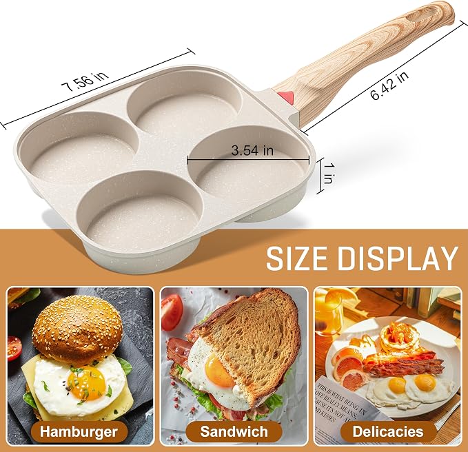 MyLifeUNIT Egg Frying Pan, 4-Cup Egg Pan Nonstick, Fried Egg Pan Skillet - Image 5