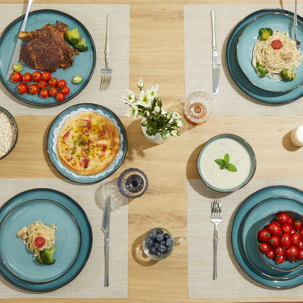 Stoneware Dinnerware Sets for 8, 32Pcs Ceramic Plates and Bowls Sets