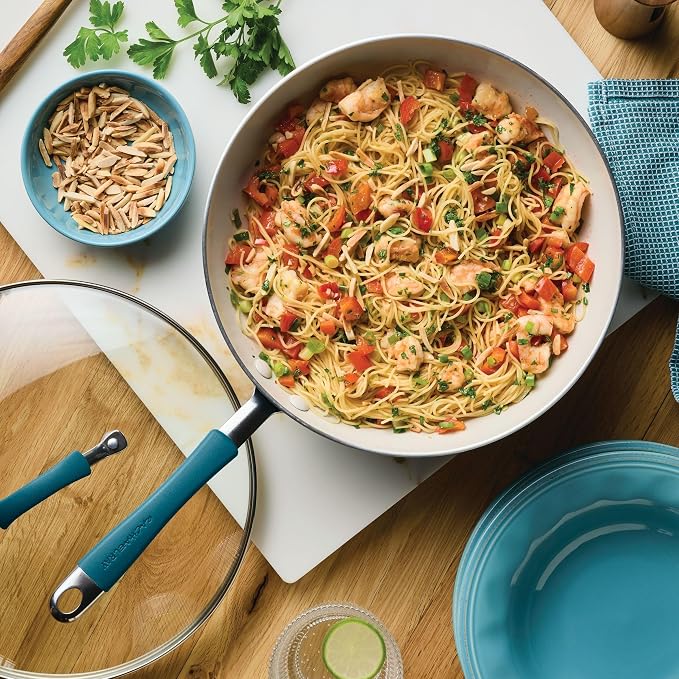 Rachael Ray Cucina Ceramic Nonstick Stir Fry Pan and Lid, 11 Inch Non Stick Wok - Image 8
