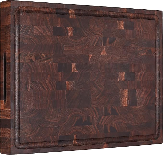 AZRHOM Large End Grain Walnut Wood Cutting Board 17x13x1.5 in Thick Butcher by AzrHom