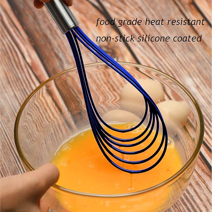 Flat Whisk Set, Stainless Steel 3 Pack 10''+11''+12'' Premium Sturdy-6 Silicone - Image 2