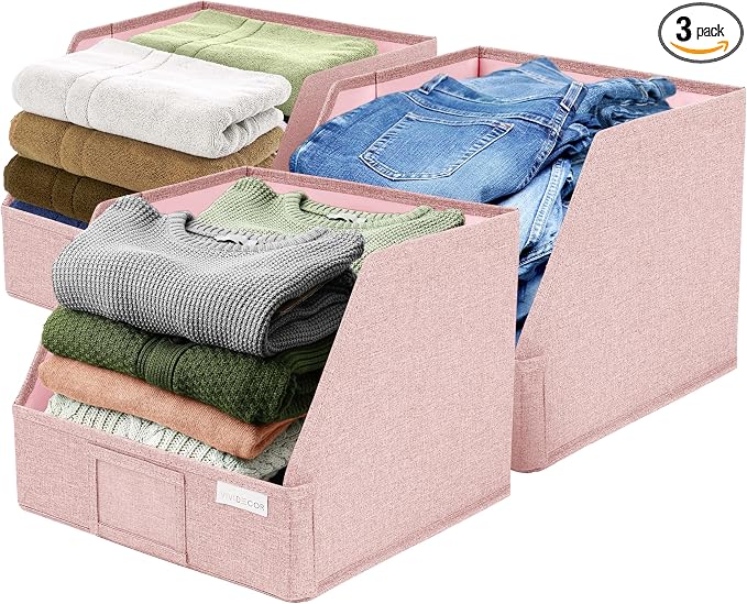 VIVIDECOR Open Front Trapezoid Closet Bins 12x12x10 – Easy Access Shelf by VIVIDECOR