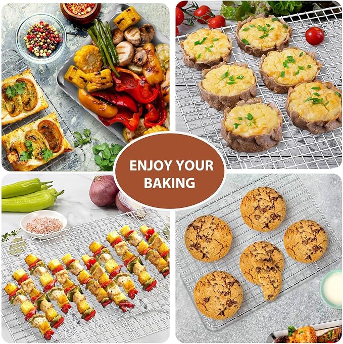 P&P CHEF 16 + 10.4 Inch Baking Sheet and Rack Set, Stainless Steel Cookie - Image 5