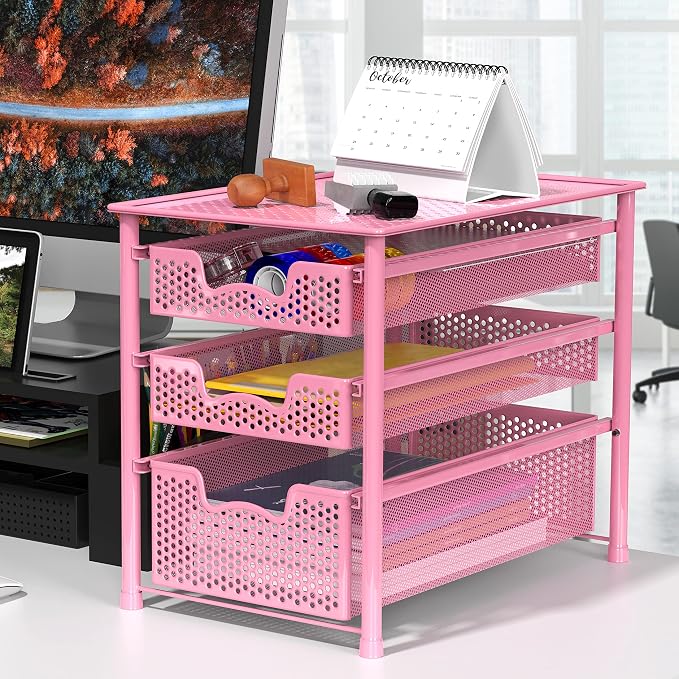 Simple Houseware Stackable 3 Tier Sliding Basket Organizer Drawer - Image 8