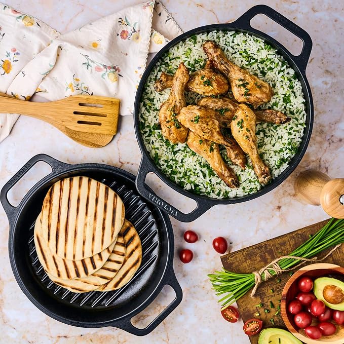 Victoria 6-Quart Cast Iron Combo Cooker, Combination Dutch Oven and Skillet - Image 6