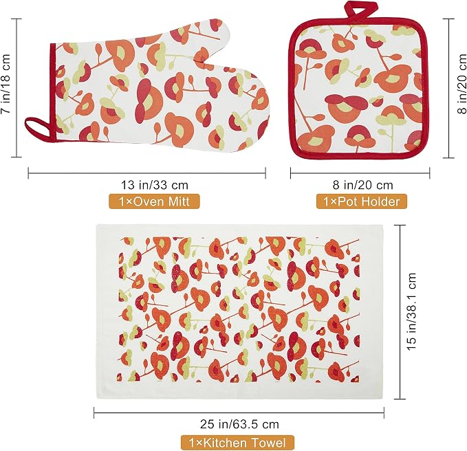 Oven Mitts and Potholders Dish Towles Set 100% Cotton - Image 6
