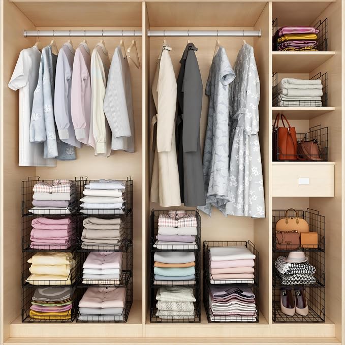 Jakyitvi Stackable Closet Organizers and Storage Bins 4 Pack, Sturdy Metal - Image 5
