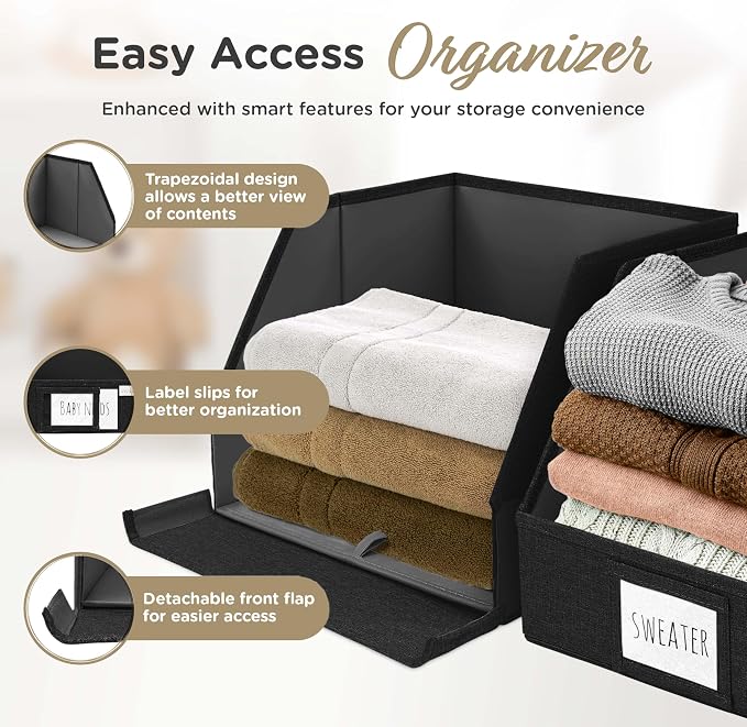 VIVIDECOR Open Front Trapezoid Closet Bins 12x12x10 – Closet Shelf Organizer - Image 3