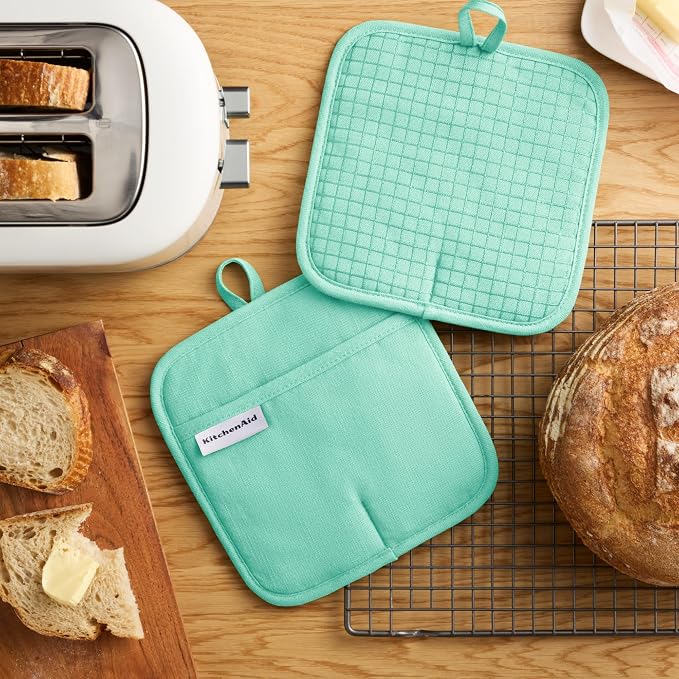 KITCHENAID Gourmet Series Gridlines Pot Holders 2-Pack Set, Heat Resistant up - Image 2