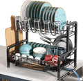 2 Tier Black Dish Drainer Drying Rack by Boosiny