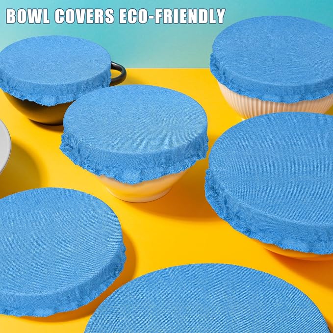 Patelai 10 Pcs Bowl Covers Reusable in 5 Size Stretch Cloth Fabric Elastic Food - Image 5