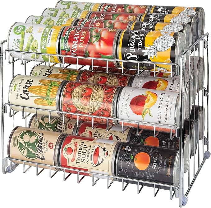Kitchen Details 3 Tier Can Organizer | Chrome Steel Canned Food Storage Rack | by KitchenDetails