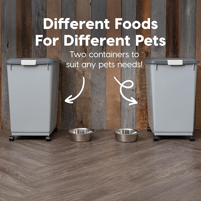 IRIS USA Dog Food Storage Container 54 lbs, Airtight Lid, 2-Cup Scoop, Double - Image 4