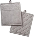 DII 100% Cotton Solid Chambray Kitchen Set, Potholders, 2 Piece by DII