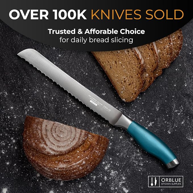 Orblue Serrated Bread Knife Ultra-Sharp Stainless Steel Professional Grade - Image 7