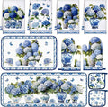 Fanfanwin 10 Pcs Chinoiserie Blue White Hydrangea Kitchen Decor Set Blue and by Fanfanwin