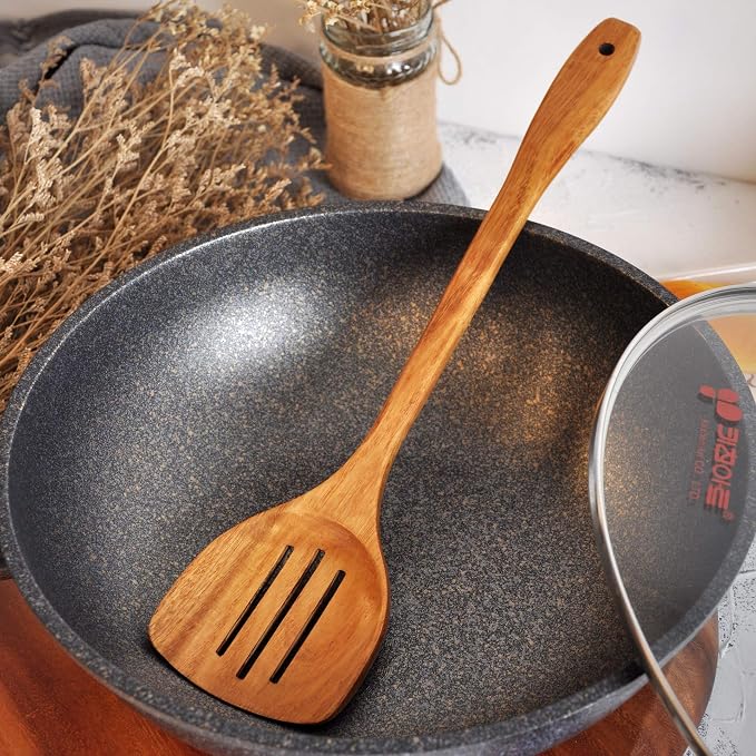 Wooden Spatula, Slotted Turner, Soup Ladle, Long Handle Utensils Set, Handmade - Image 6