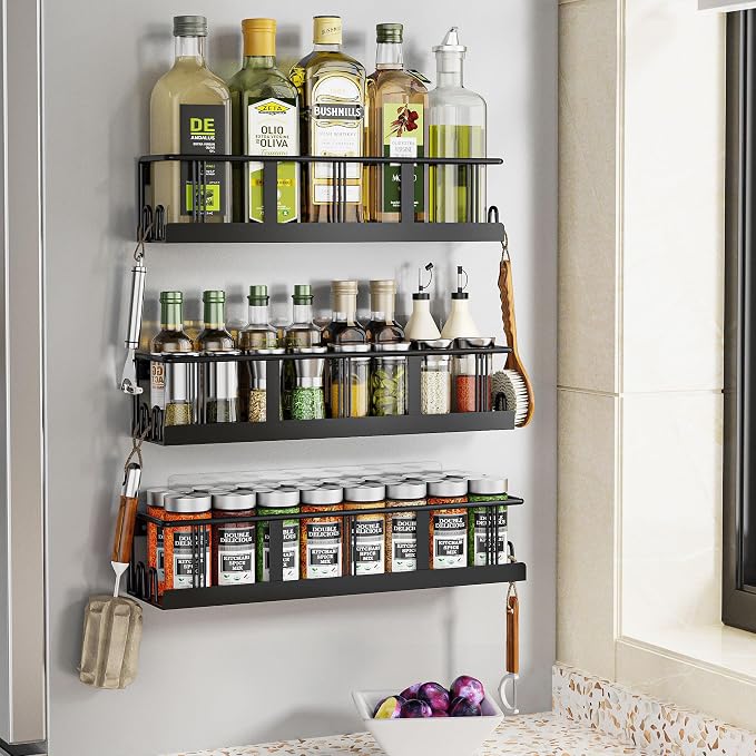 Bunoxea Spice Rack Wall Mounted 4 Pack, Space-Saving Spice Organizer - Image 2