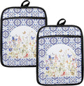 Colorful Wildflowers Floral Oven Mitts Set, Pot Holders by HUGANE