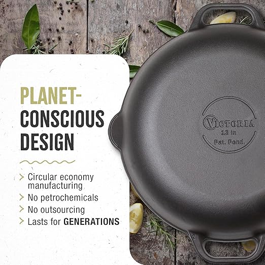 Victoria 13-Inch Cast Iron Skillet, Pre-Seasoned Cast Iron Frying Pan - Image 5