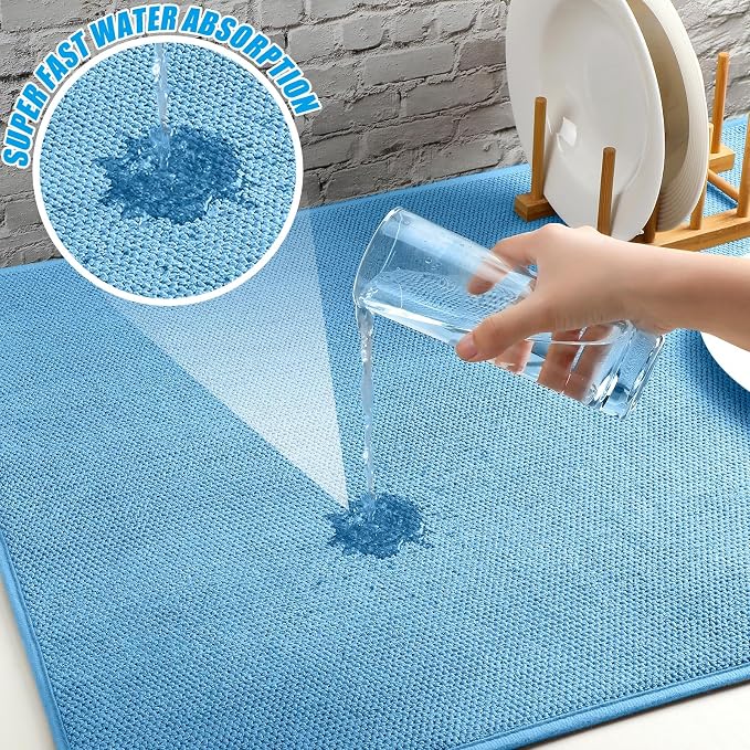 Hushee 2 Pack Extra Large Dish Drying Mat Microfiber Absorbent Dish Drying Pad - Image 3