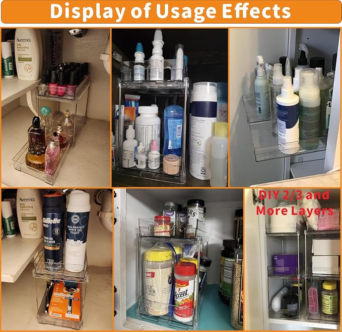 2 Set, 2 Tier Pull Out Cabinet Organizer - Image 5