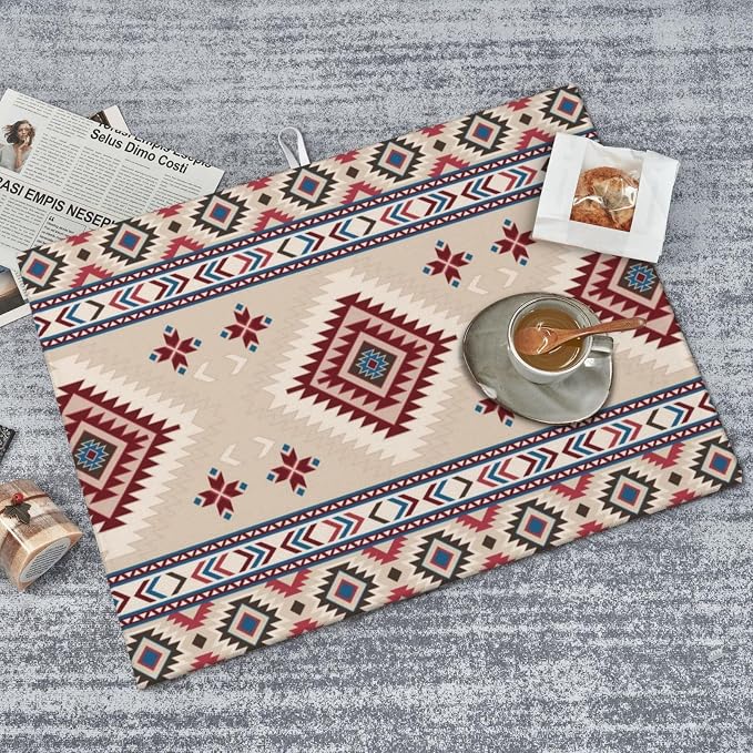 Rustic Ethnic African Dish Drying Mat Vintage Tribal Aztec Southwestern Drying - Image 7