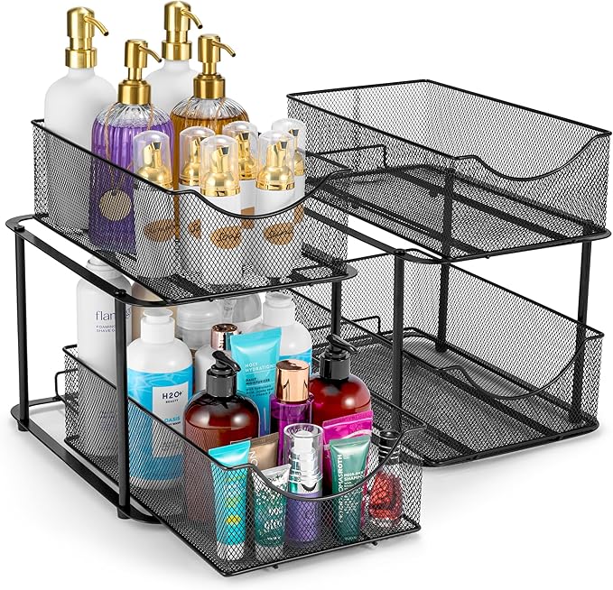 Sorbus 2 Sets of 2 Tier Metal Under Sink Organizer by Sorbus
