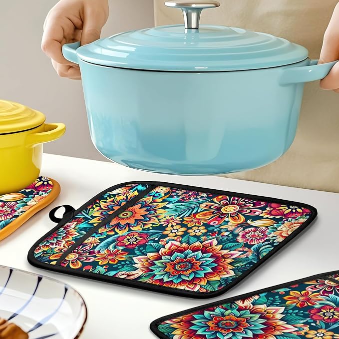 Vibrant Mandala Floral Pot Holders - Image 5