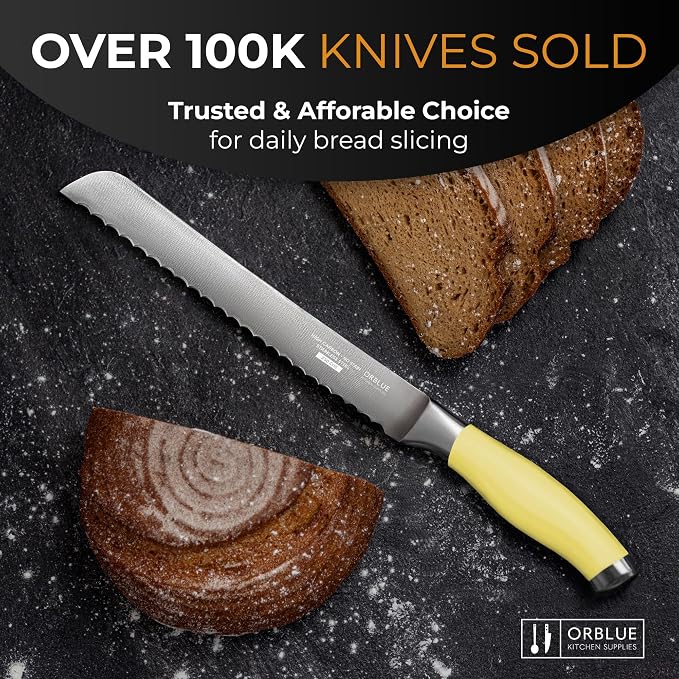 Orblue Serrated Bread Knife Ultra-Sharp Stainless Steel Professional Grade - Image 5