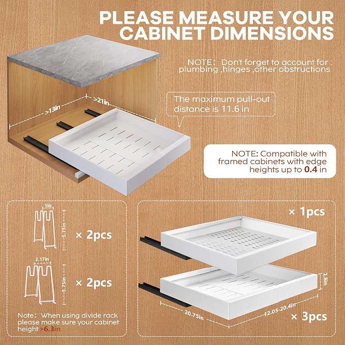 Seinloes 4Pack Expandable Pull Out Cabinet Organizer 21"Deep - Image 4