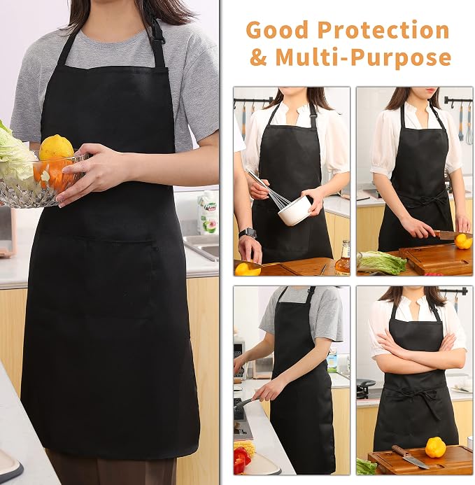 Tosewever 2 Pack Adjustable Bib Apron, Waterdrop Resistant Aprons - Image 5