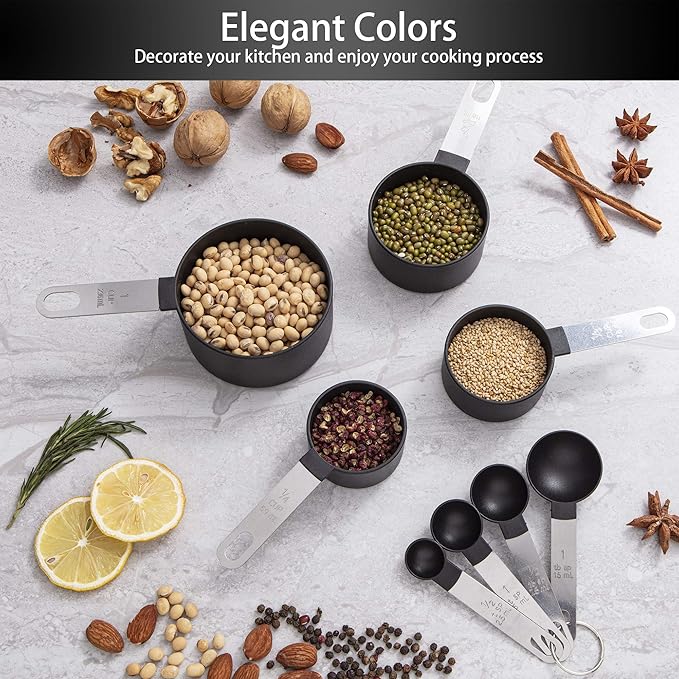 Measuring Cups and Spoons Set of Huygens Kitchen Gadgets 10 Pieces, Stackable - Image 6