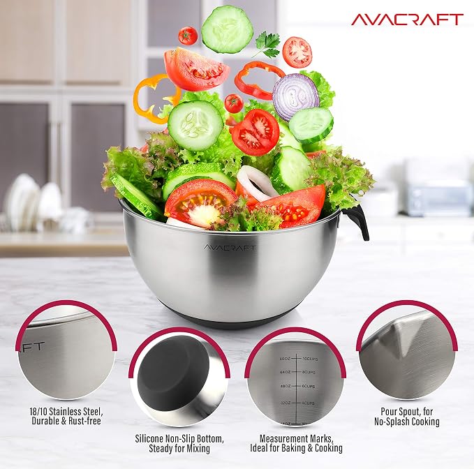 AVACRAFT 18/10 Stainless Steel Mixing Bowls - Image 5