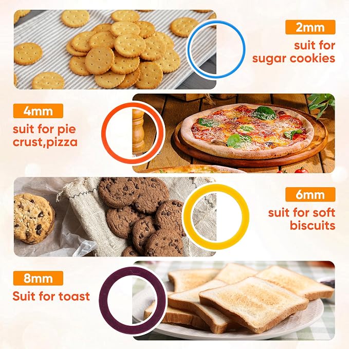 Rolling Pin Guide Rings, Reusable 8 Piece Set Baking Accessories to Precise - Image 5