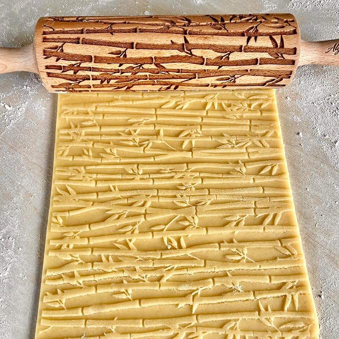 BAMBOO Embossed Rolling Pin for Ceramic. Clay Roller and Ceramic Stamp for - Image 2
