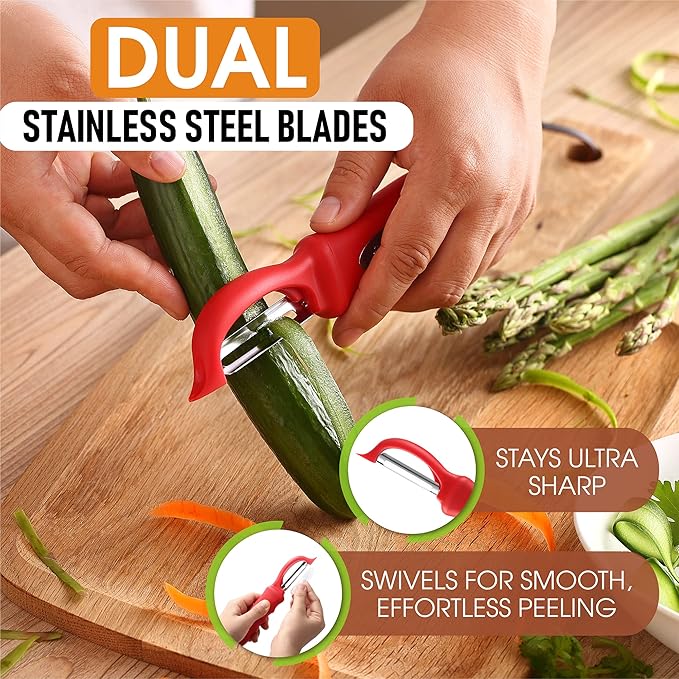 Spring Chef Premium Swivel Vegetable Peeler, Soft Grip Handle and Ultra Sharp - Image 2