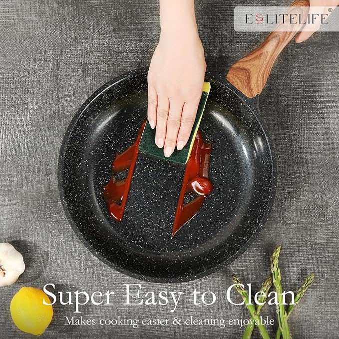 ESLITE LIFE Nonstick Ceramic Frying Pan Skillet, Non-Toxic Egg Omelette Kitchen - Image 6