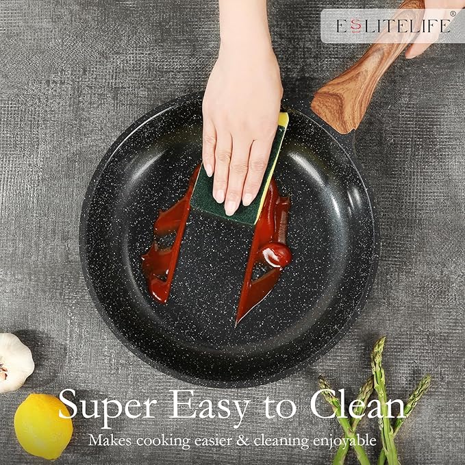 ESLITE LIFE Nonstick Ceramic Frying Pans Skillets Set - Image 6