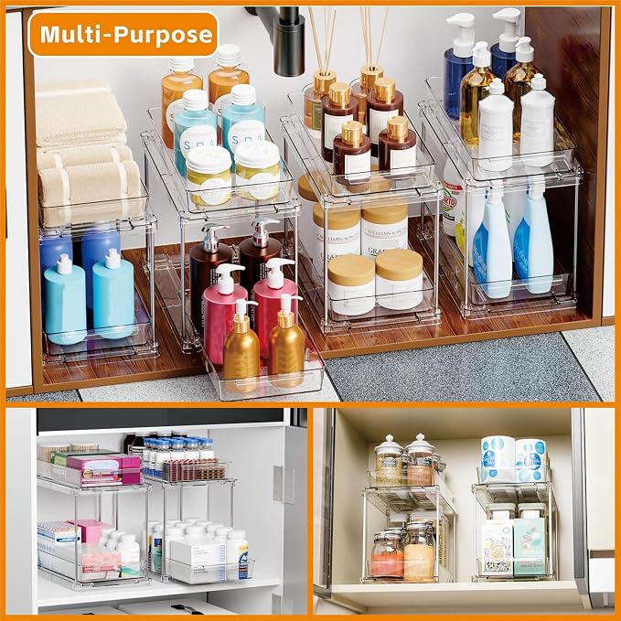 Yieach 2 Pack 10.6″ High Pull Out Medicine Cabinet Organizer - Image 2