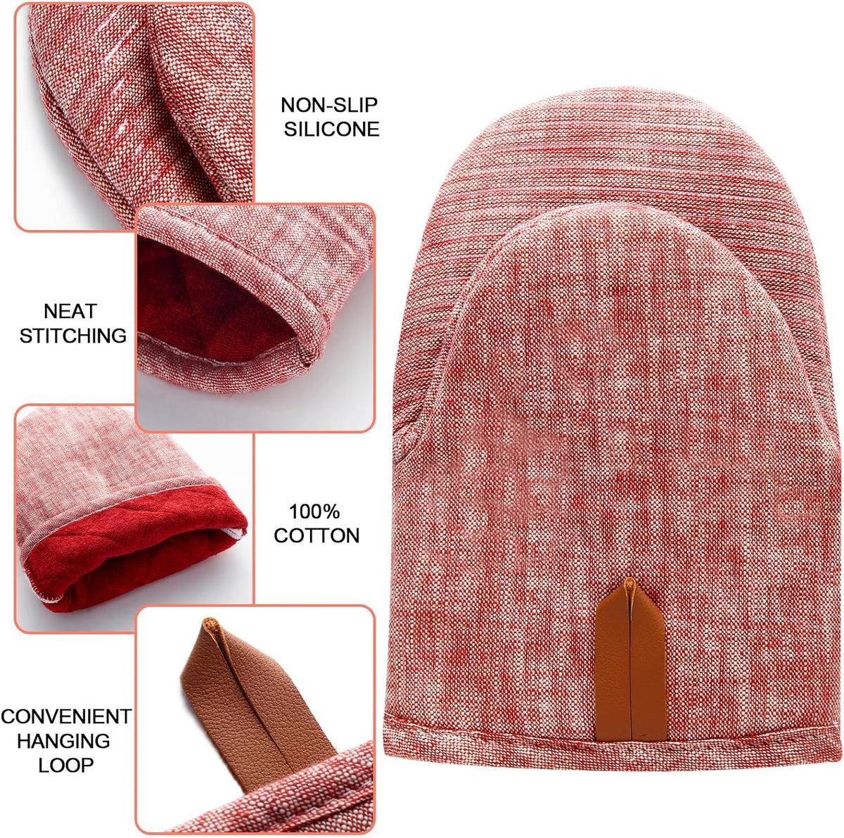 4Pcs Heat Resistant Oven Mitts & Potholders (Up to 500°F), Flexible